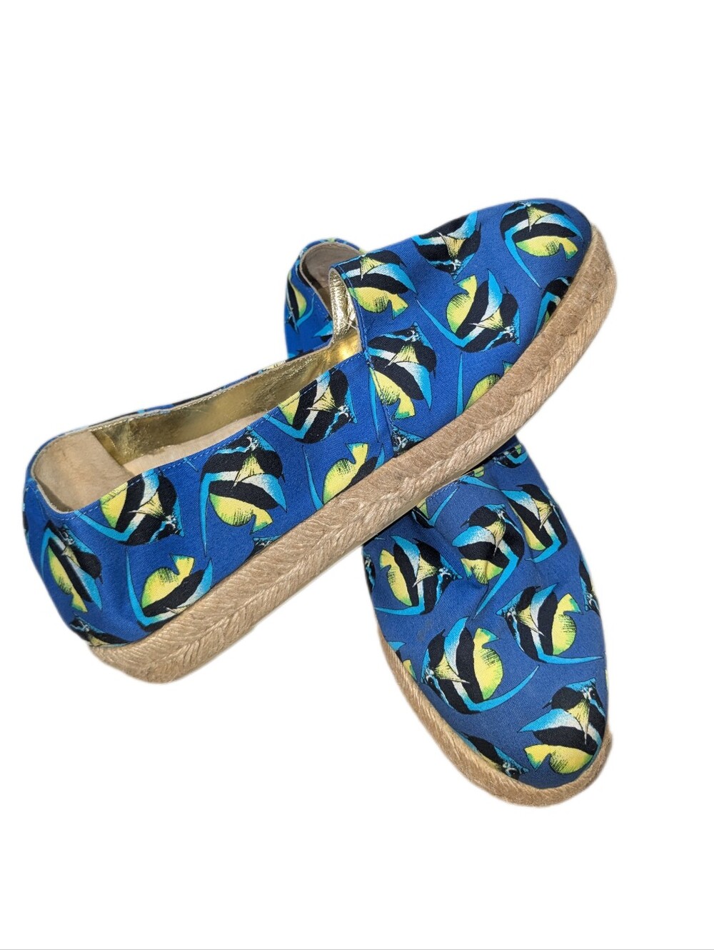 Escada Blue Tropical Fish Espadrille